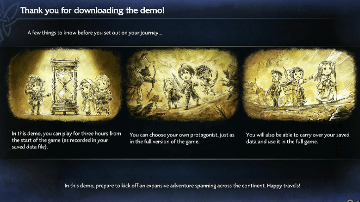 Demo Screen - Octopath Traveler 0