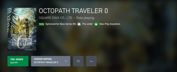 Octopath 0 Xbox Preorder