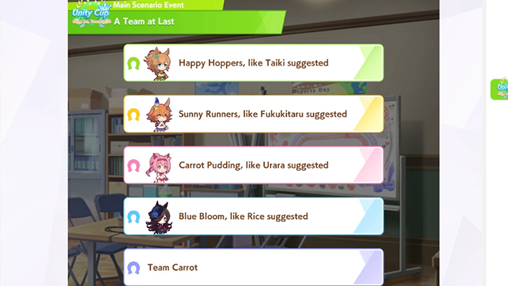 Unity Cup Team Name Skills