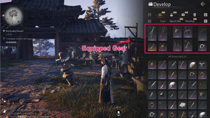 Select the piece of gear you want to repair