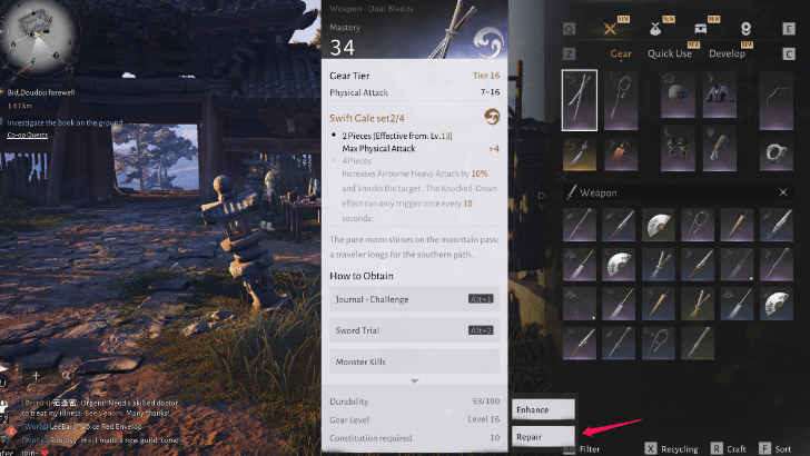 Click on the repair button