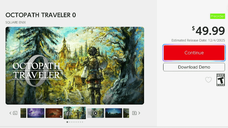 Octopath Traveler 0 English eShop Screen