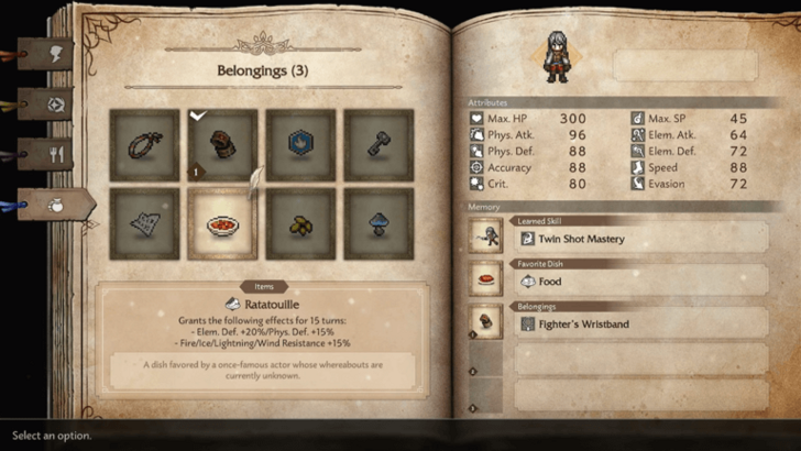 Octopath 0 Belongings