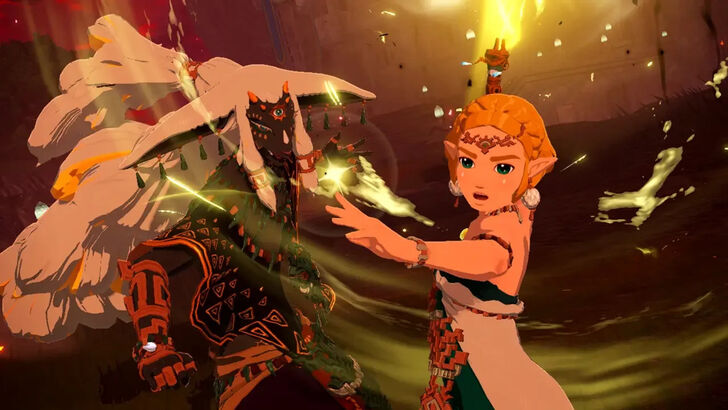 Zelda fighting alongside King Rauru