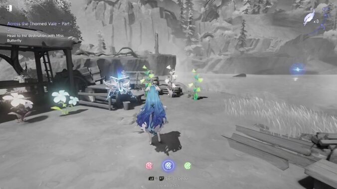 Across the Thorned Vale — Blue and Green Flower Path