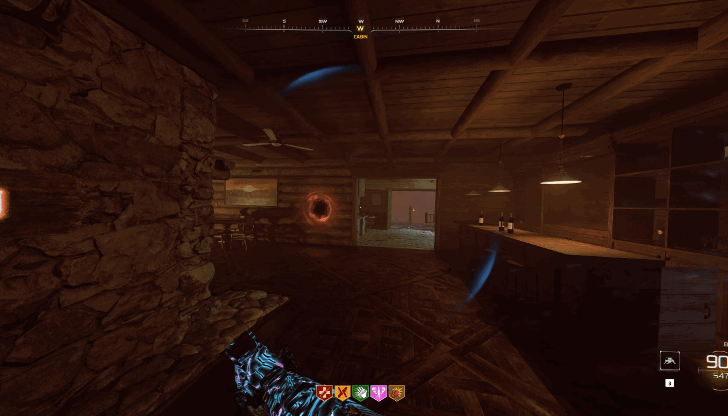 Red portal in Blackwater Lake Cabin