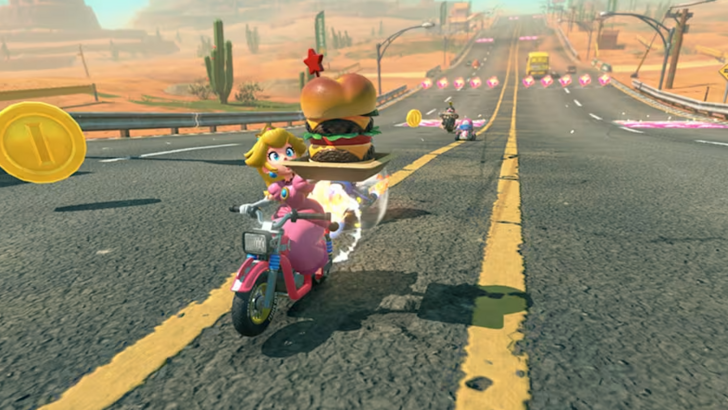 Mario Kart World Peach Holding A Burger