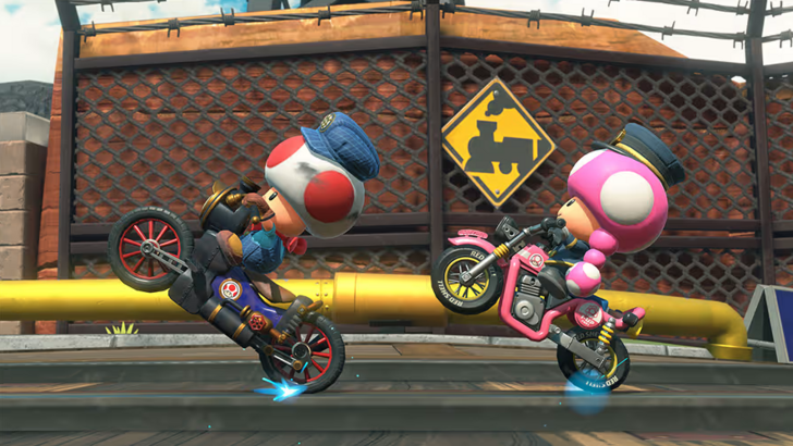 Mario Kart World Toad Doing Wheelies
