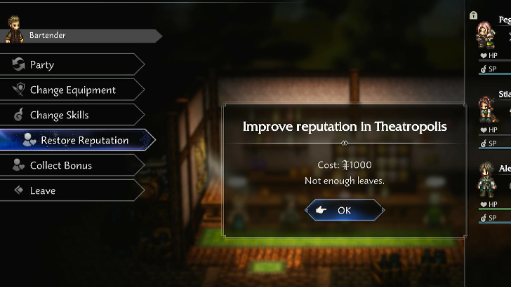 Restore Reputation in Theatropolis