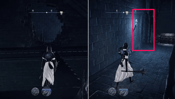 Go inside hole and through doorway