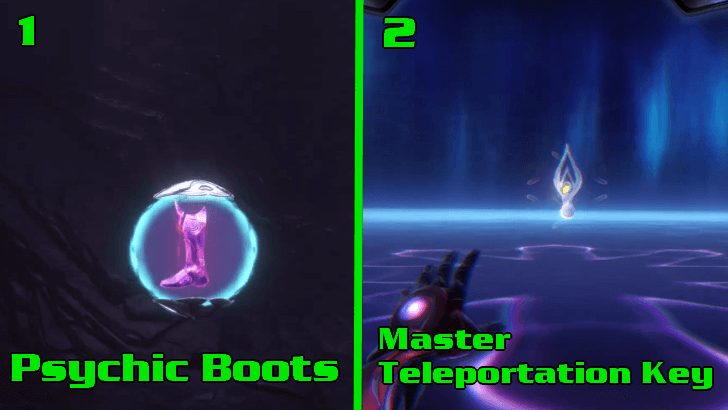Take the Psychic Boots and Master Teleportation Key
