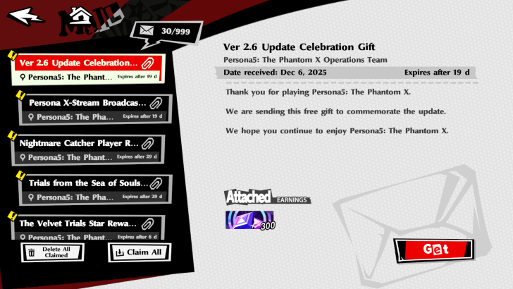 Persona 5 X - 12-06-25 Limited Mail 1