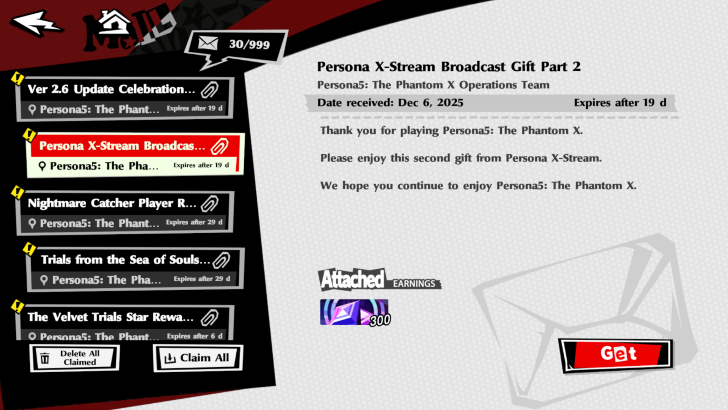 Persona 5 X - 12-06-25 Limited Mail 2