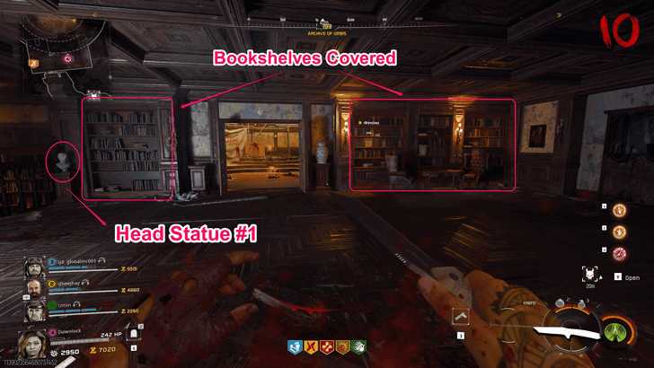 Statue 1 bookshelves