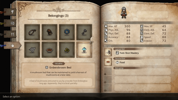 Select Embershroom Bed as Belonging