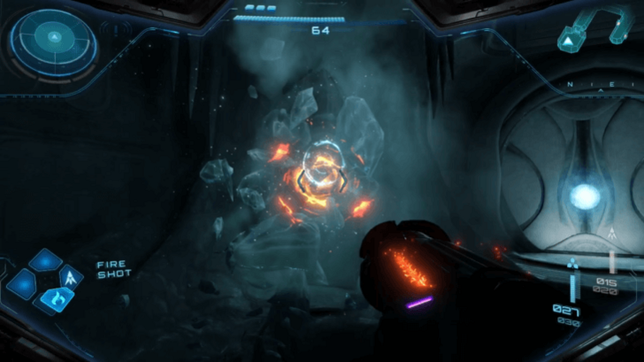 Aim a Fire Shot at the Frozen Bomb Slot