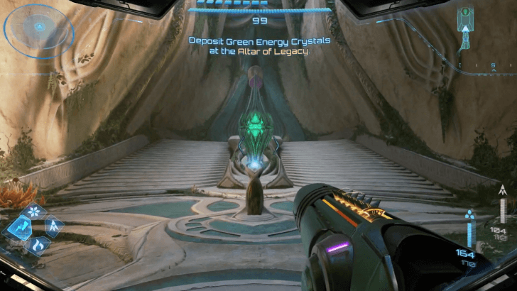 Deposit Green Crystals at Altar of Legacy