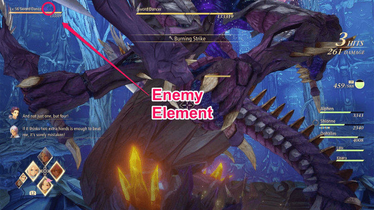 Enemy Element Target Screen