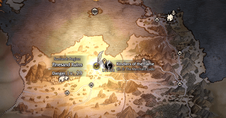 Finesand Ruins World Map Location