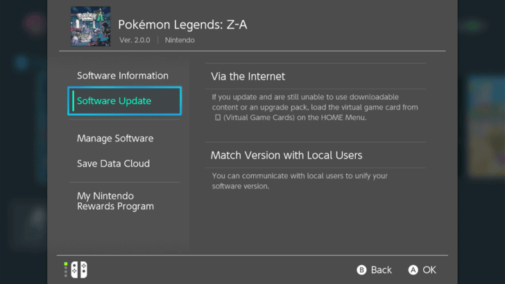 Pokemon Legends ZA Version 2.0.0 Version Update