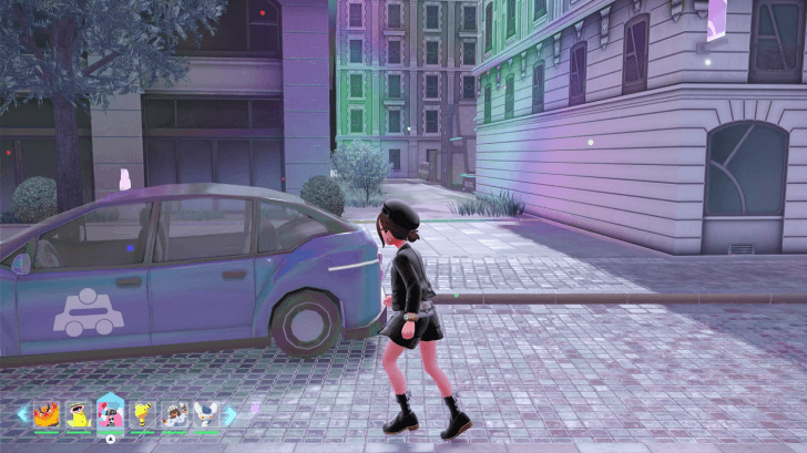 Alleyway with Scaffolding Near a Taxi