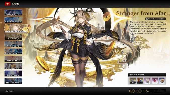 Stranger from Afar Event Menu