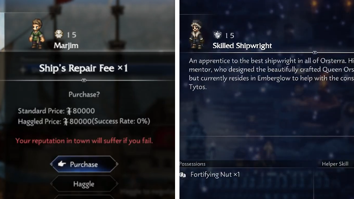 Pay Ship Repair Fee or Recruit Skilled Shipwright