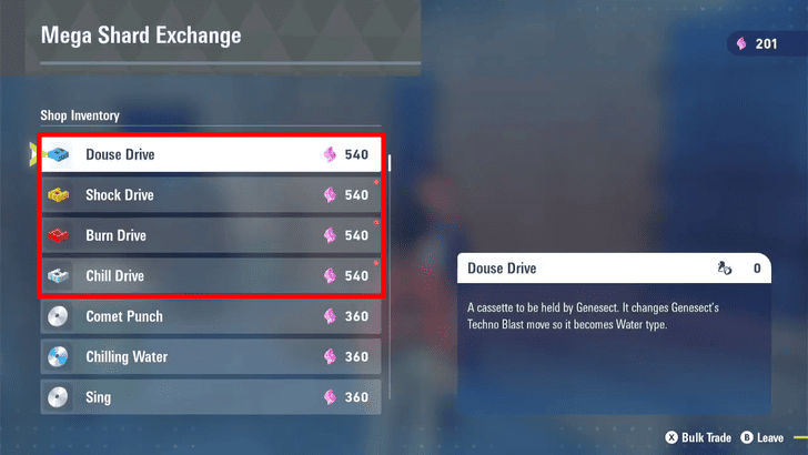 Pokemon Legends ZA Four Drives and Price