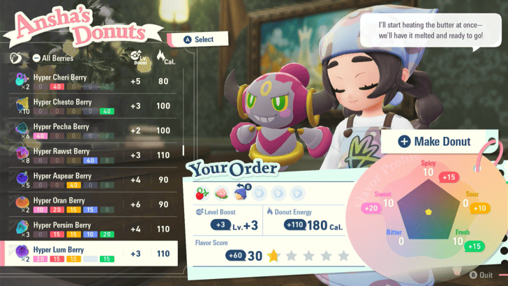 Pokemon Legends ZA Crafting a Low-Tier Donut