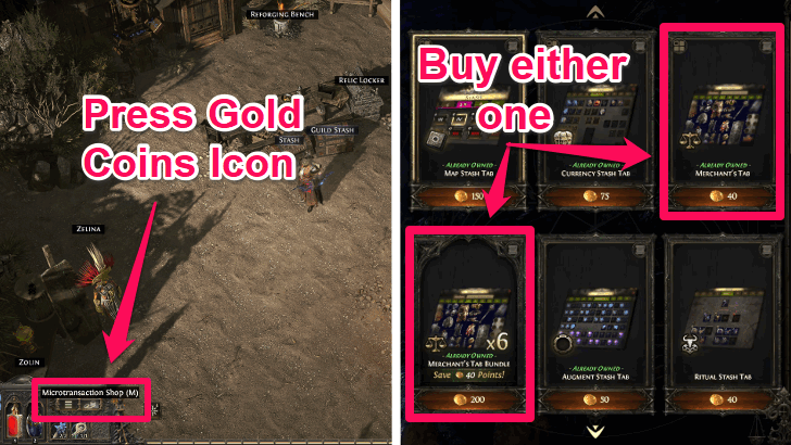 Get Merchants Tab in the Microtransactions Shop