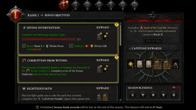 Diablo 4 - Season Rank Rewards