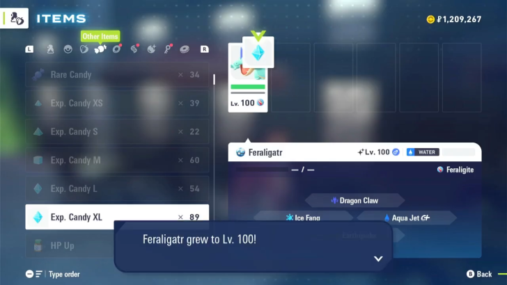 Level Up Feraligatr to 100