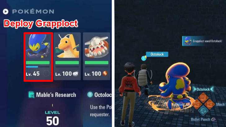 Pokemon Legends ZA Equip Grapploct and Use Octolock
