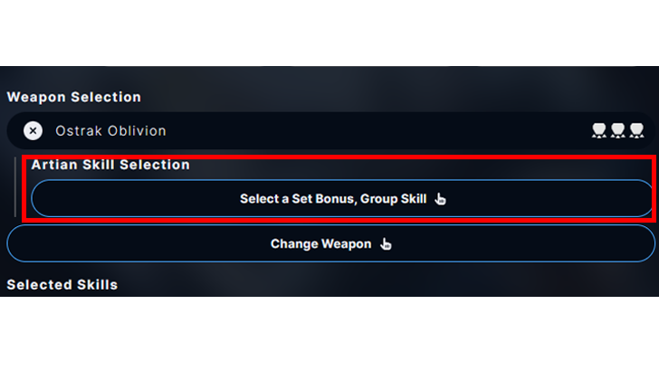 Gogma Artian Skill Selection