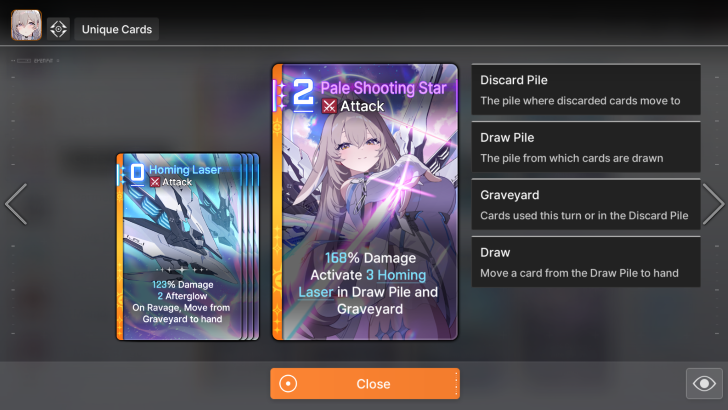 Chaos Zero Nightmare - Pale Shooting Star Card