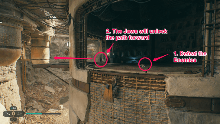 Defeat Enemies to Free the Jawa