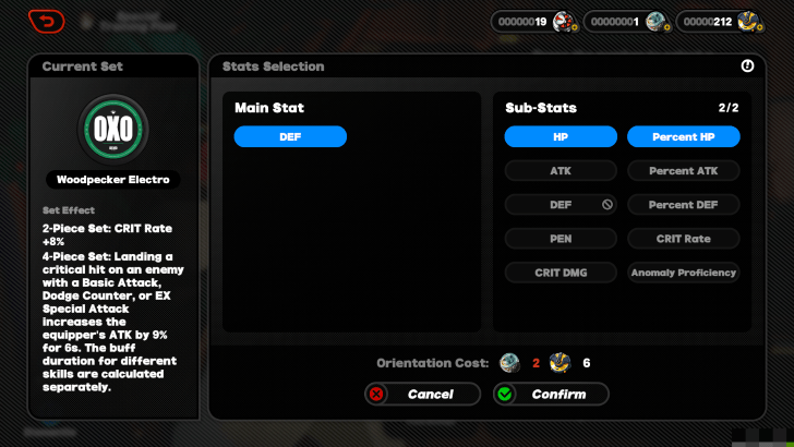 Substat Selector Version 2.5