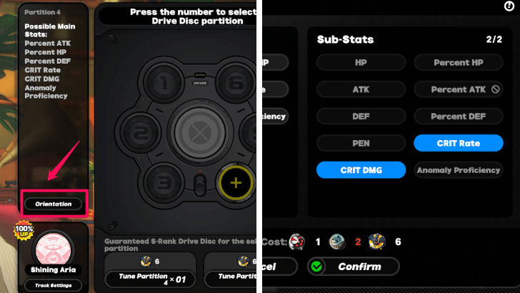 Select Drive Disc Substats with Resonating Core
