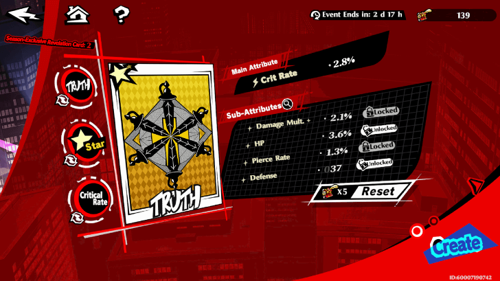 Persona 5 X - Cycle of Fate Sub Stats