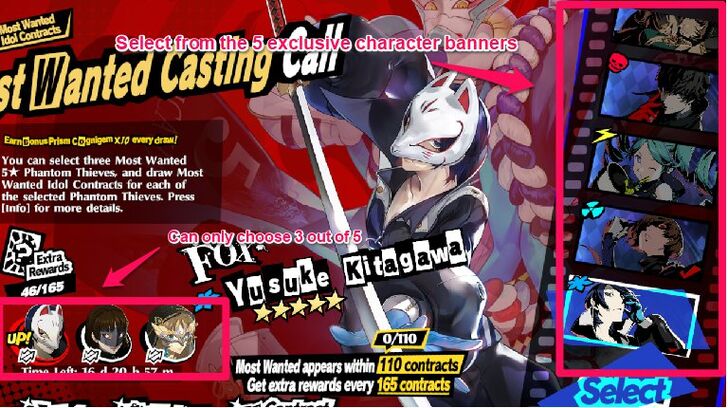 Persona 5 X - Most Wanted Casting Call Three Banners