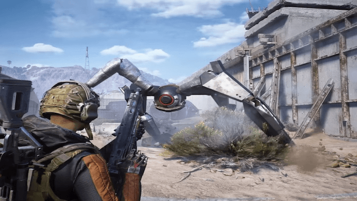 ARC Raiders player faces a large enemy Topside