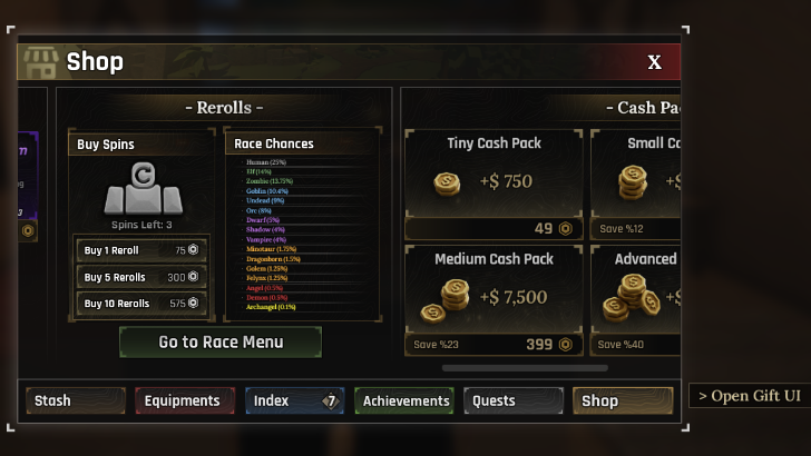 Buy Rerolls via Robux