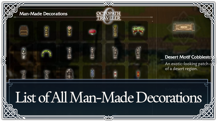 Octopath Traveler 0 - List of All Man Made Decorations