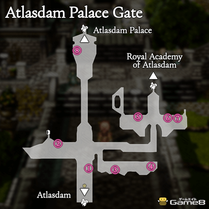 Octopath Traveler 0- Atlasdam Palace Gate Map