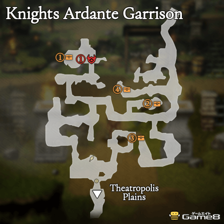 Octopath Traveler 0- Knights Ardante Garrison Map