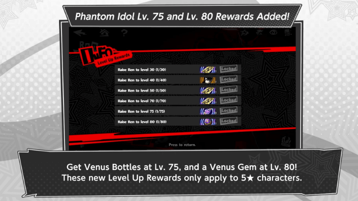 New Rewards for Leveling Characters