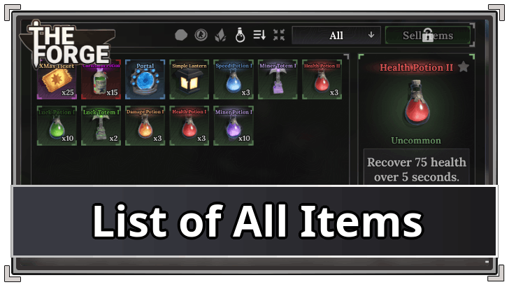The Forge - List of All Items