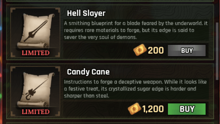 The Forge Hell Slayer and Candy Cane Blueprint