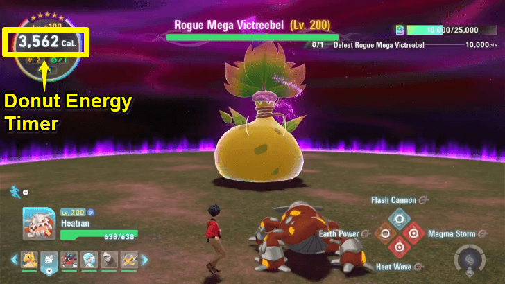Donut Energy timer in Mega Victreebel Arena