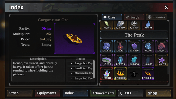 Gargantuan Ore Index